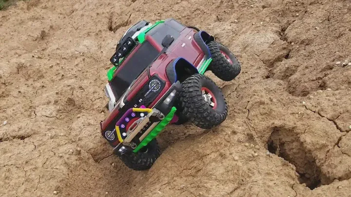 1/10 Scale, Rc Car Off-Road Traxxas Trx4 Bronco Adventure Driving on the field road. RC rock crawler